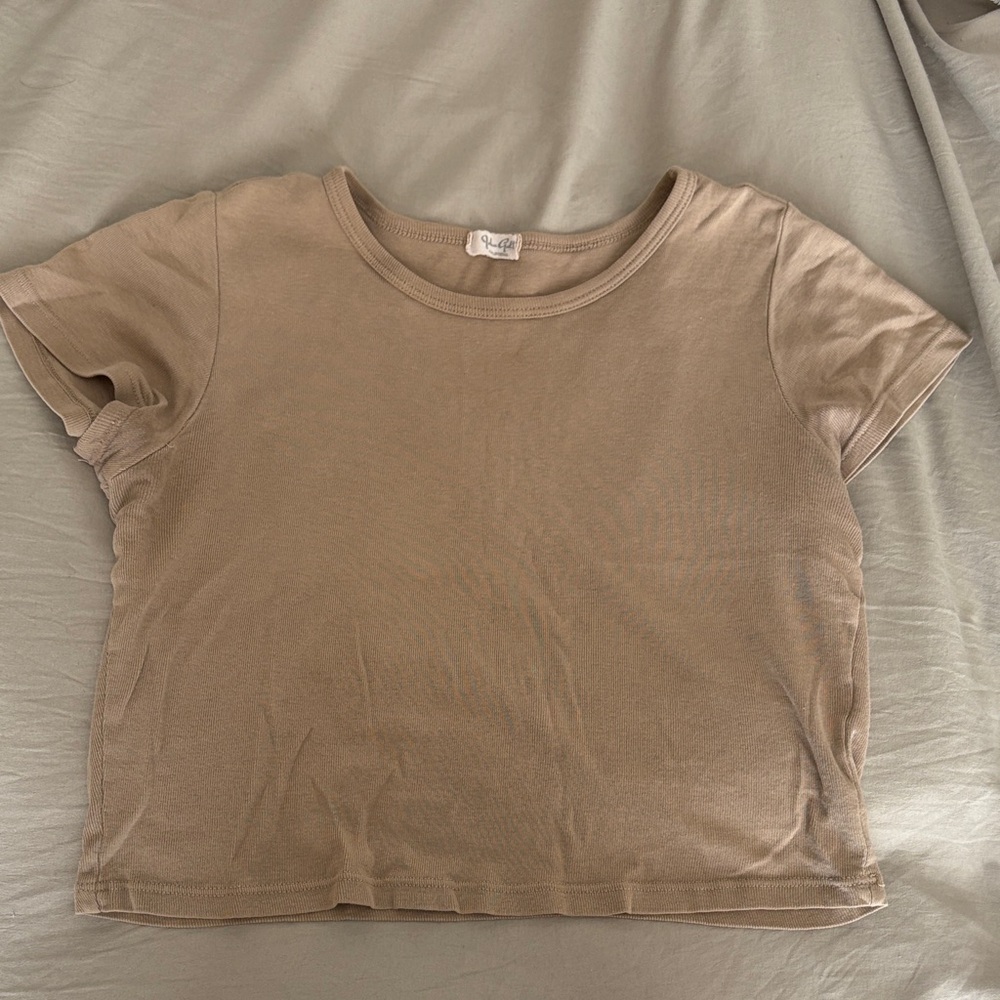 Brandy Melville Tan Crew Neck Tee